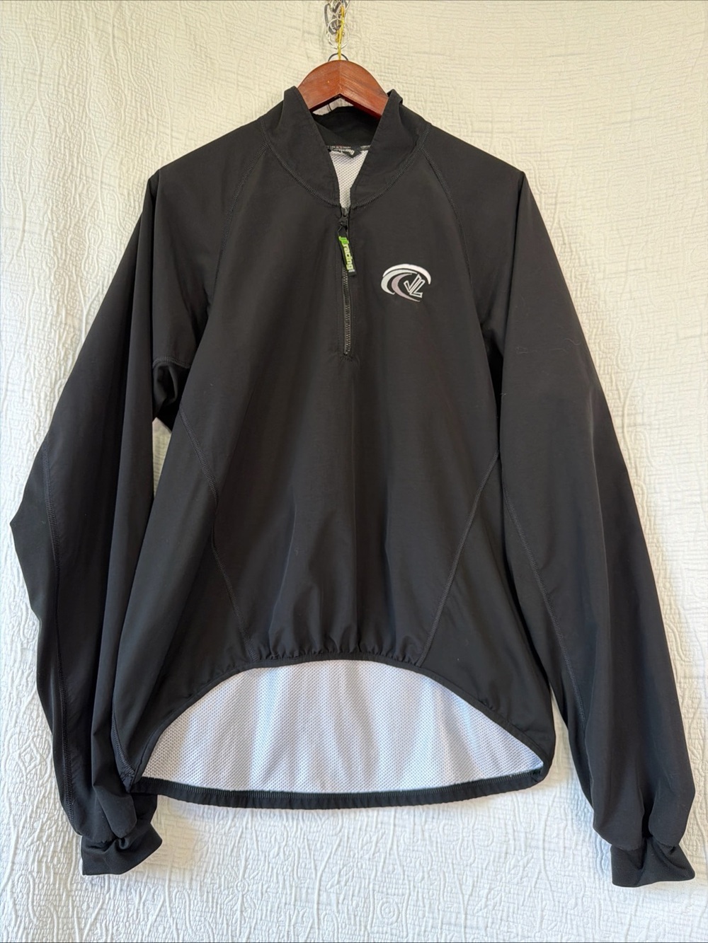 JL Racing Jacket Mens Large Quarter Zip Pullover Black Performance Wicking USA